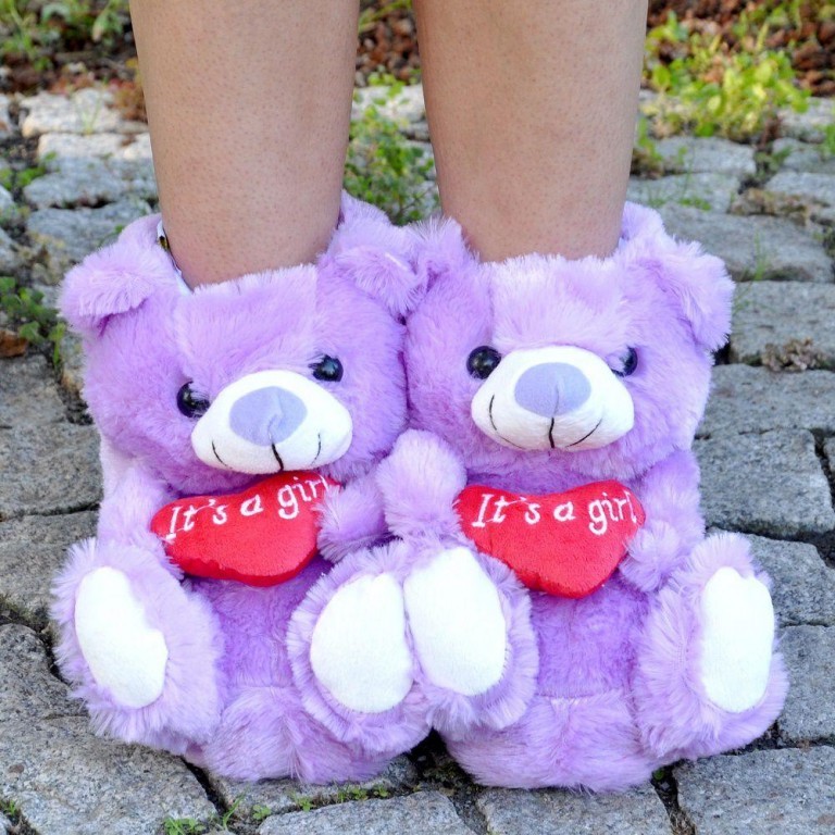 Panduf Bayan Mor Ayıcık Kalp Ev Terliği Ayakkabı Noa Shoes Türkiye