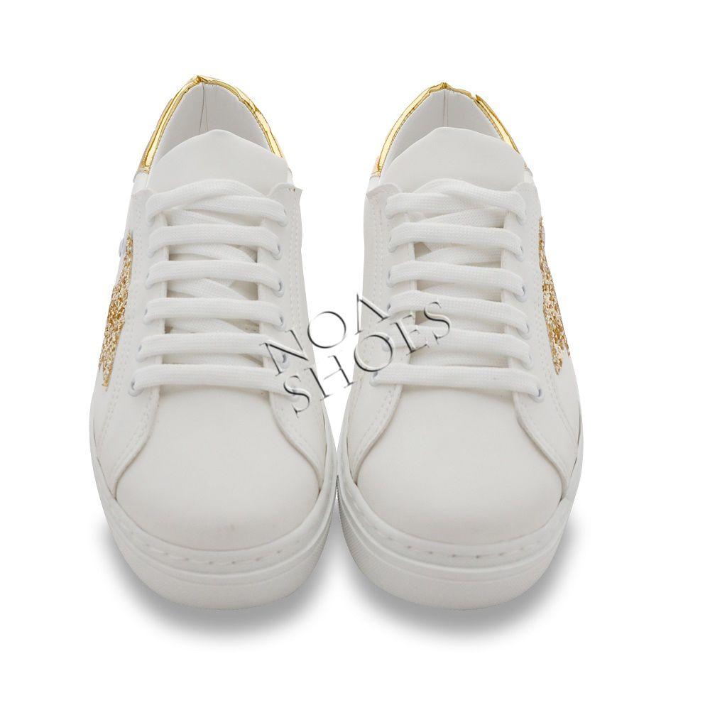 Sneakers Beyaz Ayakkabı Kadın Spor Altın Ayna Sim Yıldızlı3