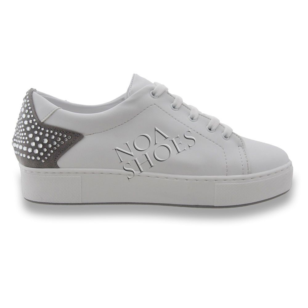 Beyaz Sneakers Arkası Taşlı Gri Spor Kadın Ayakkabı Silver1