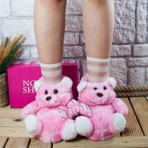 kadin panduf duz ev terligi cocuk pembe bot ayicik hediye pelus noa shoes turkiye