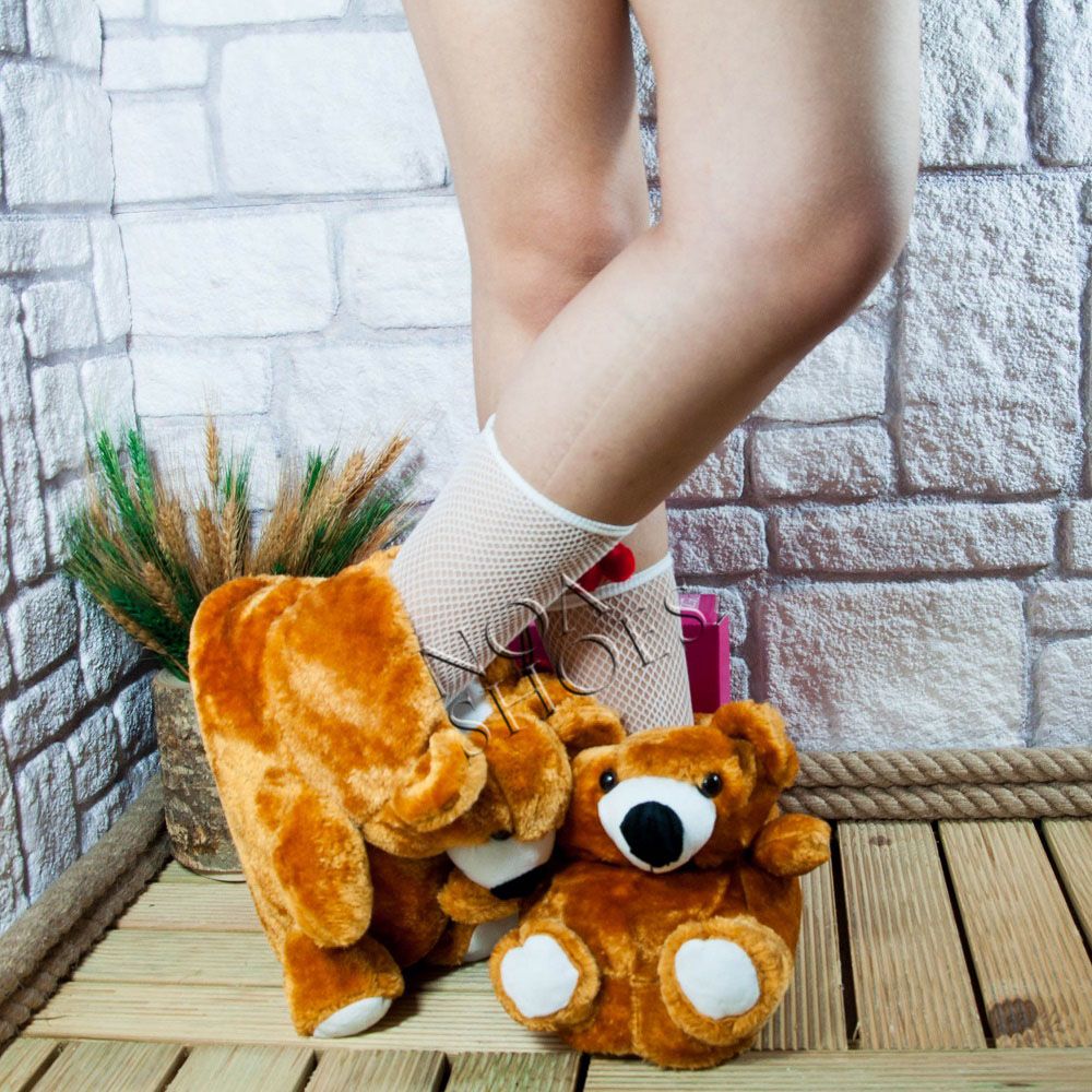 Kadın Panduf Ayıcık Camel Peluş Terlik Pofuduk Hardal Noa Shoes2