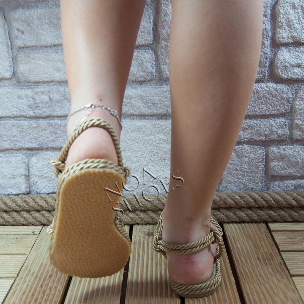 Halat Sandalet Altın Terlik Klasik İpli Örgü Noa Shoes Yazlık4