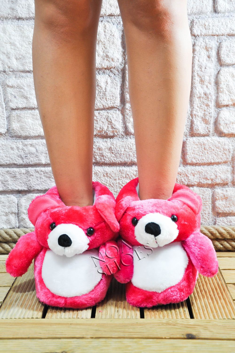 Panduf Pembe Ayı Noa Shoes Kadın Peluş Ev Terliği Tüylü Noa Shoes Türkiye