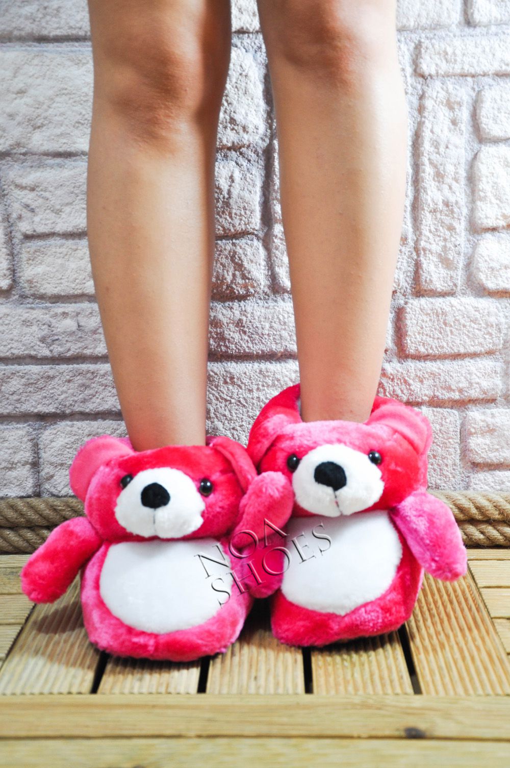 Panduf Pembe Ayı Noa Shoes Kadın Peluş Ev Terliği Tüylü Noa Shoes Türkiye