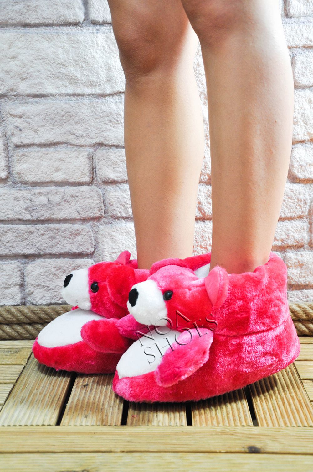 Panduf Pembe Ayı Noa Shoes Kadın Peluş Ev Terliği Tüylü Noa Shoes Türkiye