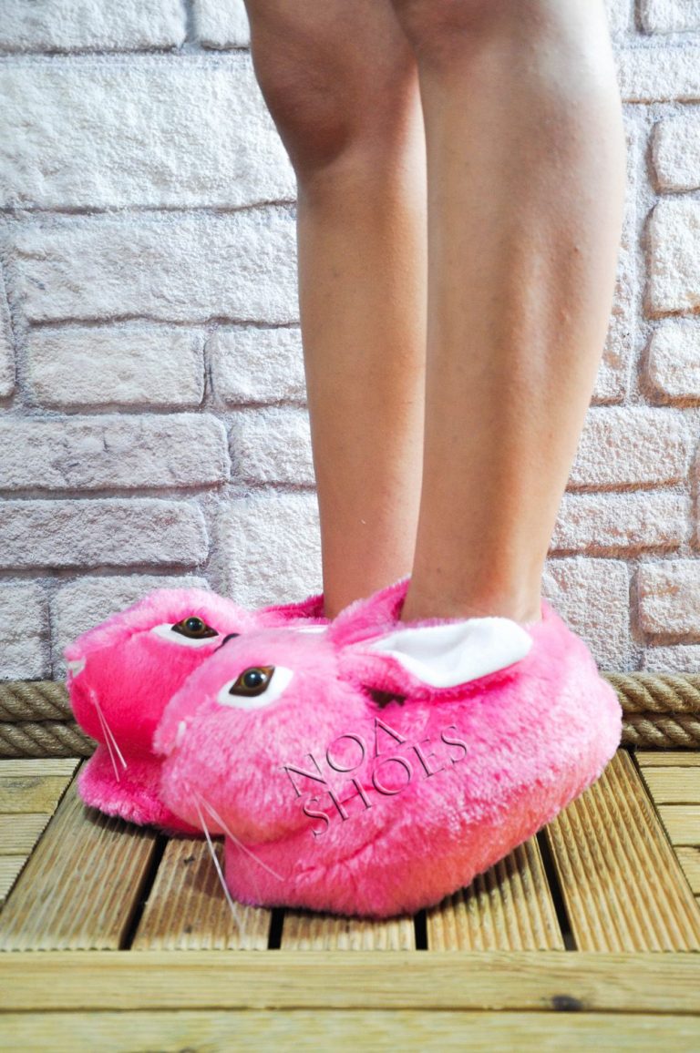 Panduf Pembe Noa Shoes Kadın Ev Terliği Tavşan Peluş Tüylü Noa Shoes