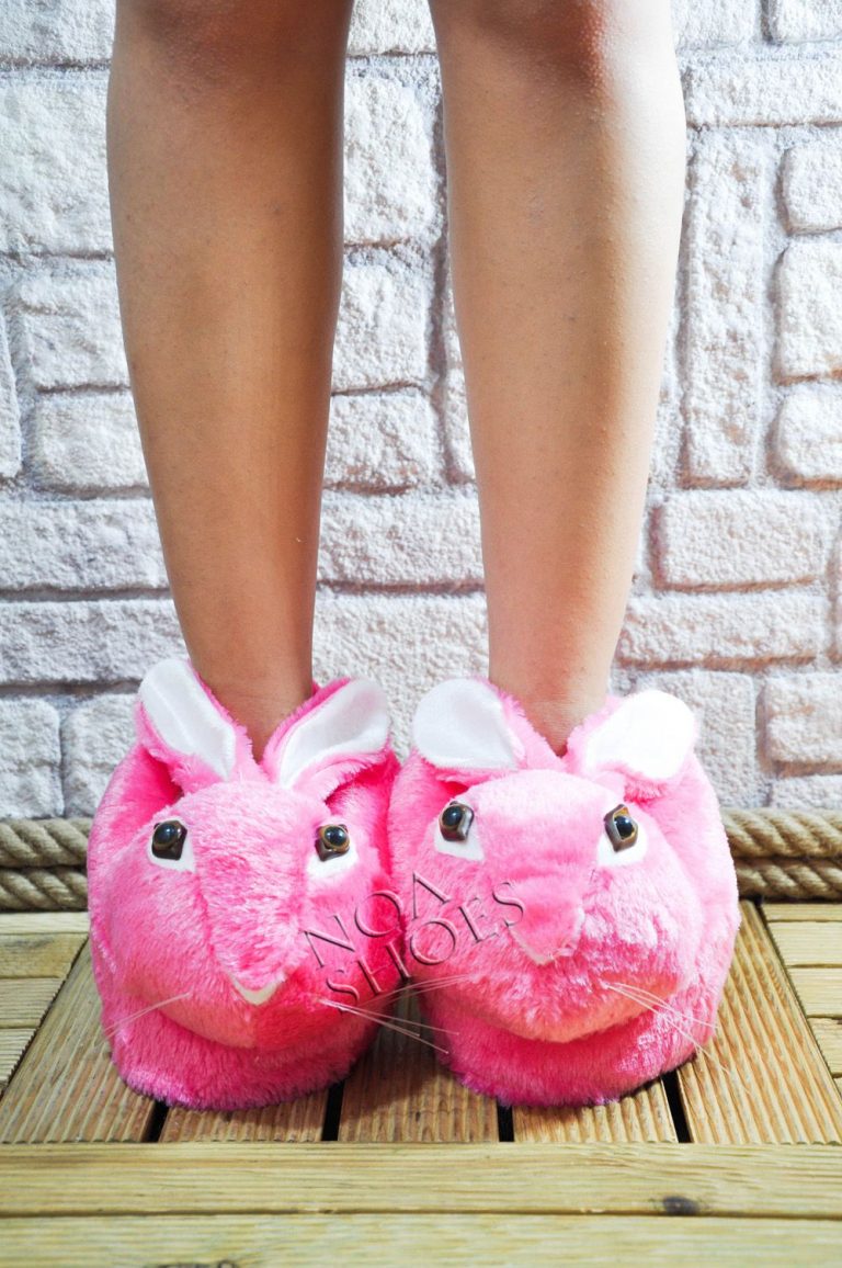 Panduf Pembe Noa Shoes Kadın Ev Terliği Tavşan Peluş Tüylü Noa Shoes