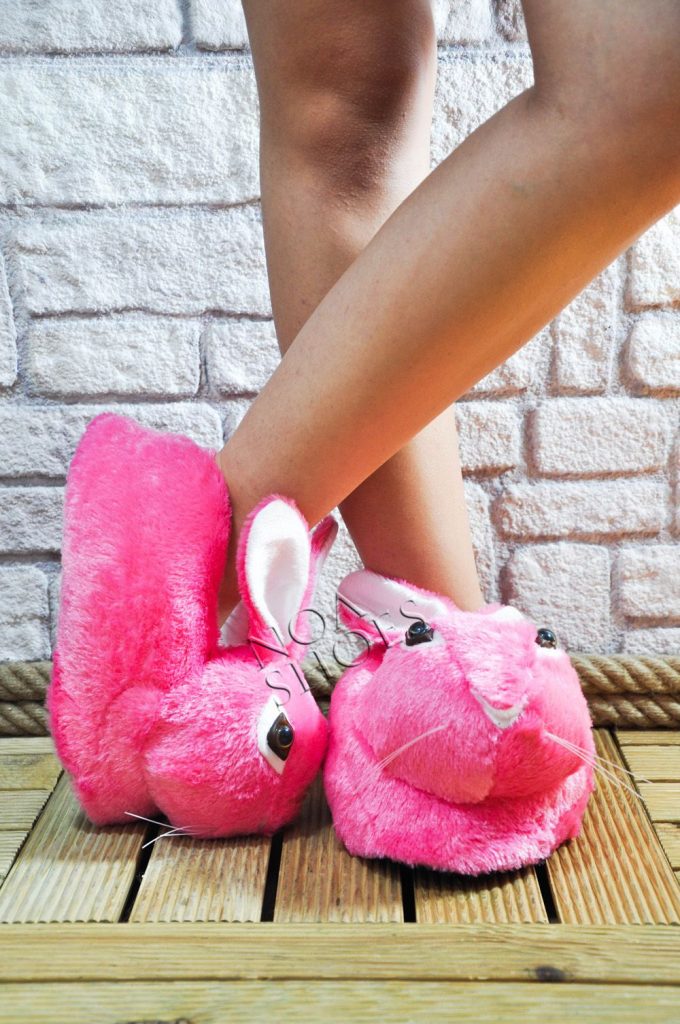 Panduf Pembe Noa Shoes Kadın Ev Terliği Tavşan Peluş Tüylü Noa Shoes