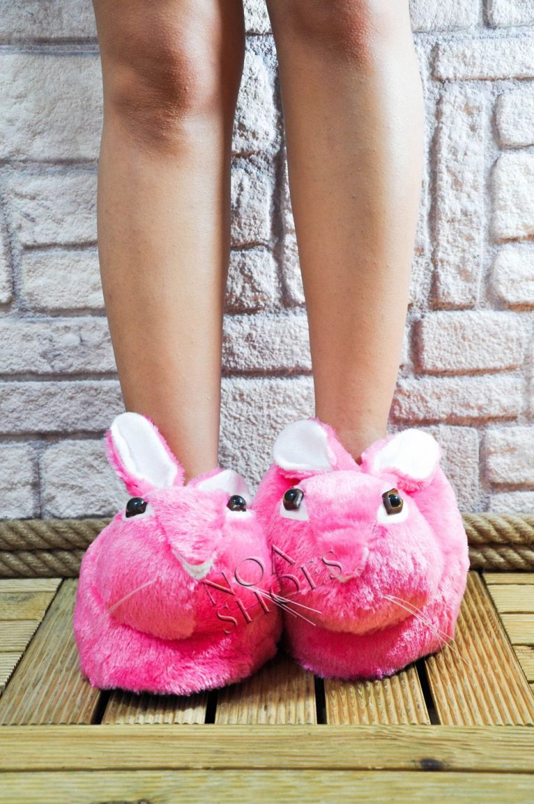Panduf Pembe Noa Shoes Kadın Ev Terliği Tavşan Peluş Tüylü Noa Shoes