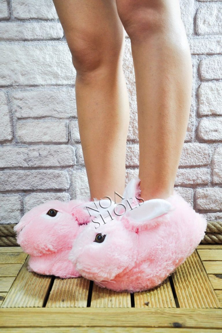 Pembe Tavşan Kadın Panduf Ev Terliği Peluş Tüylü Noa Shoes Noa Shoes